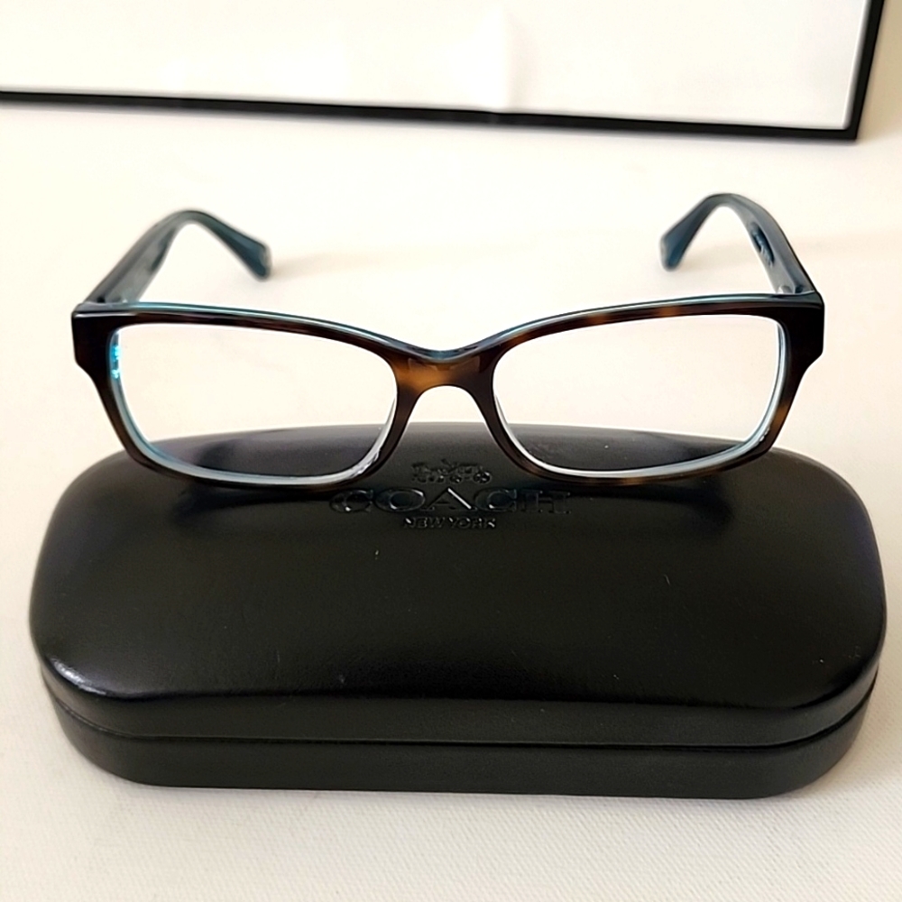 NEW Coach Tortoiseshell Teal Brooklyn Eyeglasses Antiglare Computer Lenses +1.00 - Picture 3 of 10